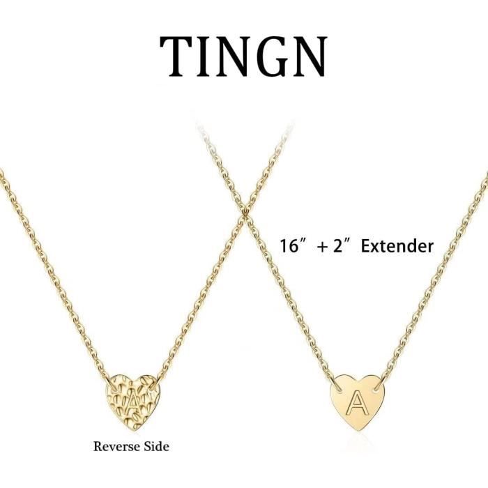 CDE Collier Femme Initiales Lettre Coeur - Pendentif Plaqué Or Rose, Cadeau Maman Anniversaire
