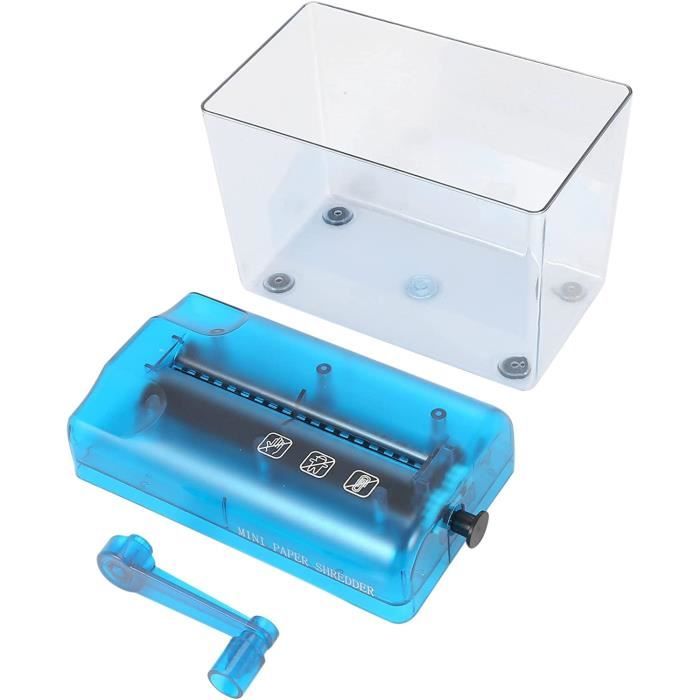 Mini Bleu Dechiqueteuse Destructeur Broyeur Papier Documents Coupe Machine