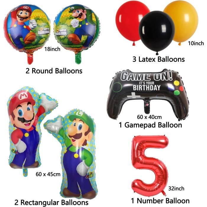 Super Mario Ballons Décorations Anniversaire fête Garçon 5 ans, Géants  Ballons Numéro 5, Énormes Ballons Mario, Fournitures Ga[1717] - Cdiscount  Maison