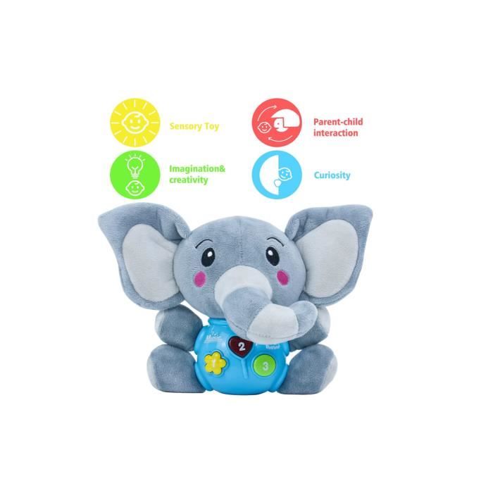 Peluche Elephant Jouet Bebe 6 Mois Jouets d'Éveil Peluche Musical