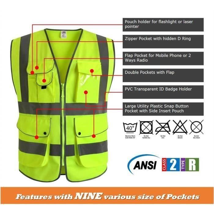Zhongtou 2 Pièces Gilet Jaune Réfléchissant Velo Enfant & Adulte - Élastique Réglable 360° Pour Course, Jogging, Moto