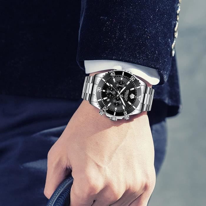 MEGALITH Montre Homme Etanche 10 ATM Acier Inoxydable Solide