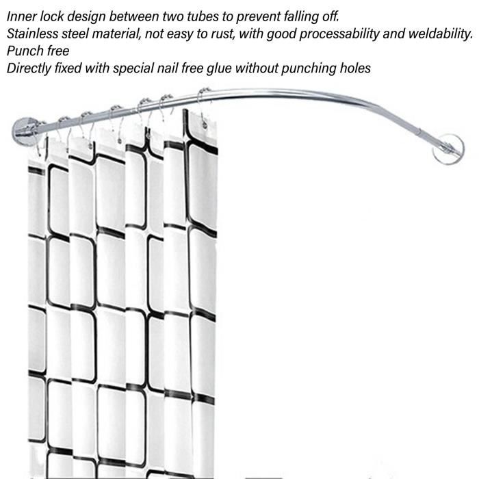 Tringle à Rideau Télescopique Sans Perçage - Longueur Réglable 360-450 Cm - Blanc - Pour Salle De Bain Et Fenêtre