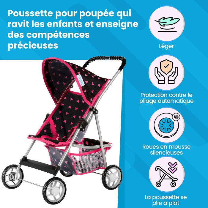 Kinderplay Poussette Poupee Poussette Jouet Poussette Landeau Bebe pour Poupee pour Poupon Poignee 56cm KP0280R Cdiscount Jeux Jouets
