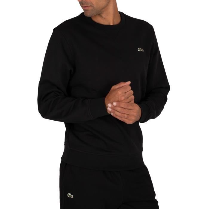 Lacoste Sport Sweatshirt en molleton de coton melange uni Noir Cdiscount Pret a Porter