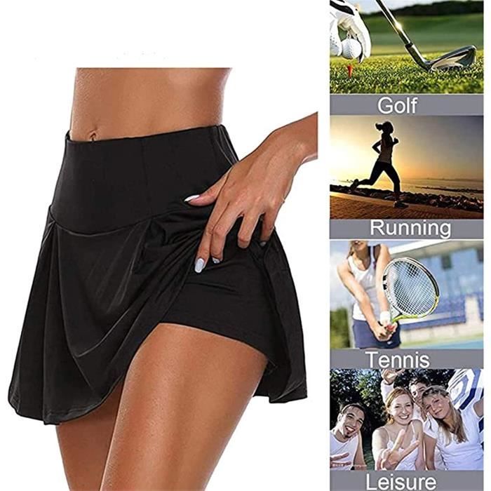 Jupe de Golf Tennis Femme 2 en 1 Noir Ventre Plat Jupette de Bain avec Culotte Yoga Gym Dance Running Noir Cdiscount Pret a Porter