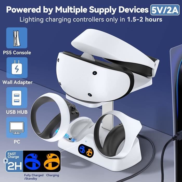 HMHAMA Station Charge Manette PS VR2 Avec Témoin Lumineux - Support Casque Et Poignées