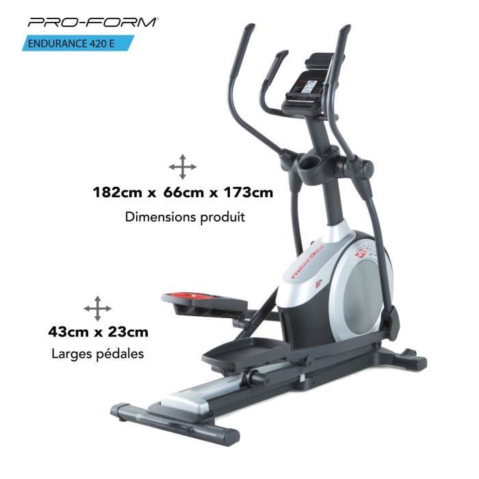 PROFORM Velo Elliptique Endurance 420 E Connecte iFIT 20 Niveaux de resistance Cdiscount Sport