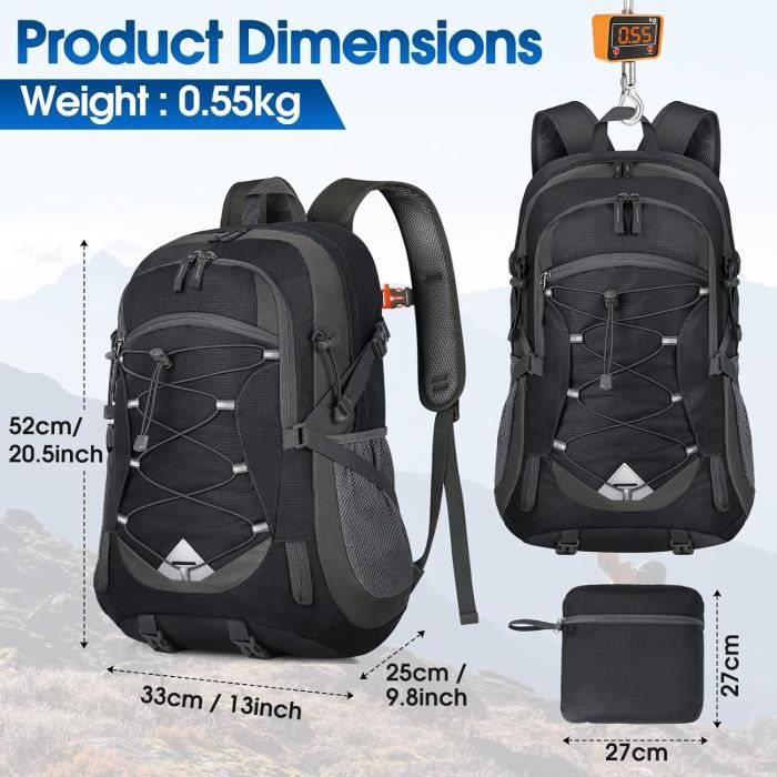 Sac à Dos Randonnée 40L RAINSMORE Ultra-Léger Et Étanche - Pour Homme Et Femme, Trekking, Camping, Voyage