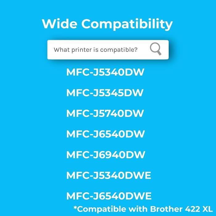 Cartridgeify LC 422XL Cartouches d'encre Compatible avec Brother LC-422VAL  LC-422 XL LC422XL, pour Brother MFC-J5340DW MFC-J5345DW MFC-J5740DW MFC-J6540DW  MFC-J6940DW MFC-J5340DWE MFC-J6540DWE : : Informatique