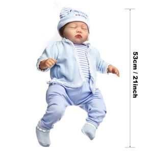 Poupée Reborn Garçon 45cm – Bébé Réaliste Yeux Bleus, Peau Claire, Cheveux Bruns, Neuf