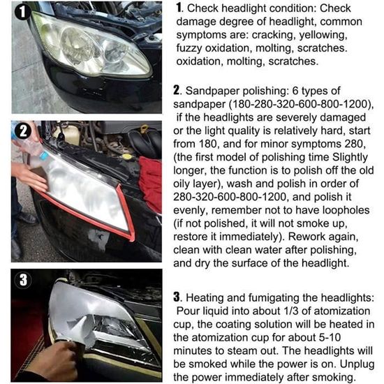 DONFAMDS Kit Rénovation Phares Voiture Liquide Nettoyage Réparation
