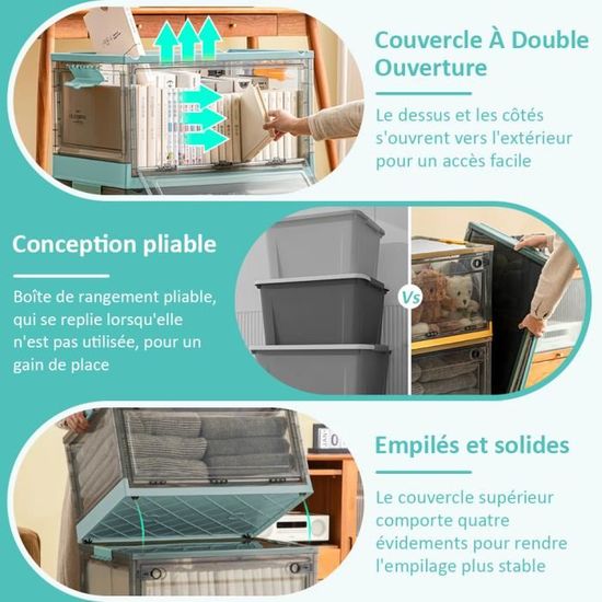 Monzana® - Lot De 6 Caisses De Rangement 40 L Robustes Avec Couvercle Hermétique Et Roulettes - Empilables, Gain De Place