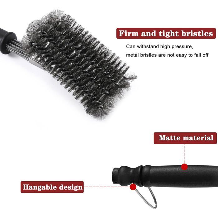 Brosse De Nettoyage Pour Barbecue à 360° - Poils Acier Inoxydable, Manche Longue Antidérapante, Pour Tous Grills - 2