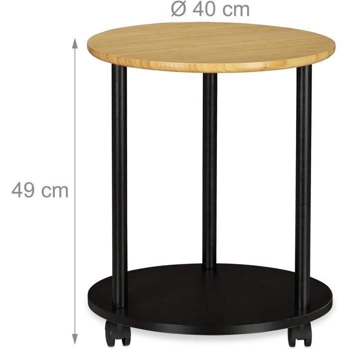 Noir Table d’appoint ronde, avec roues,mobile, design moderne, en ...