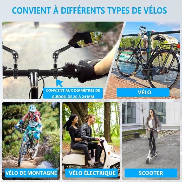 2 Pieces Retroviseurs Velo De Route Rotatif A 360 Degres Retroviseur Trotinette Electrique Retroviseurs De Velo Guidon Adapte H51 Cdiscount Sport