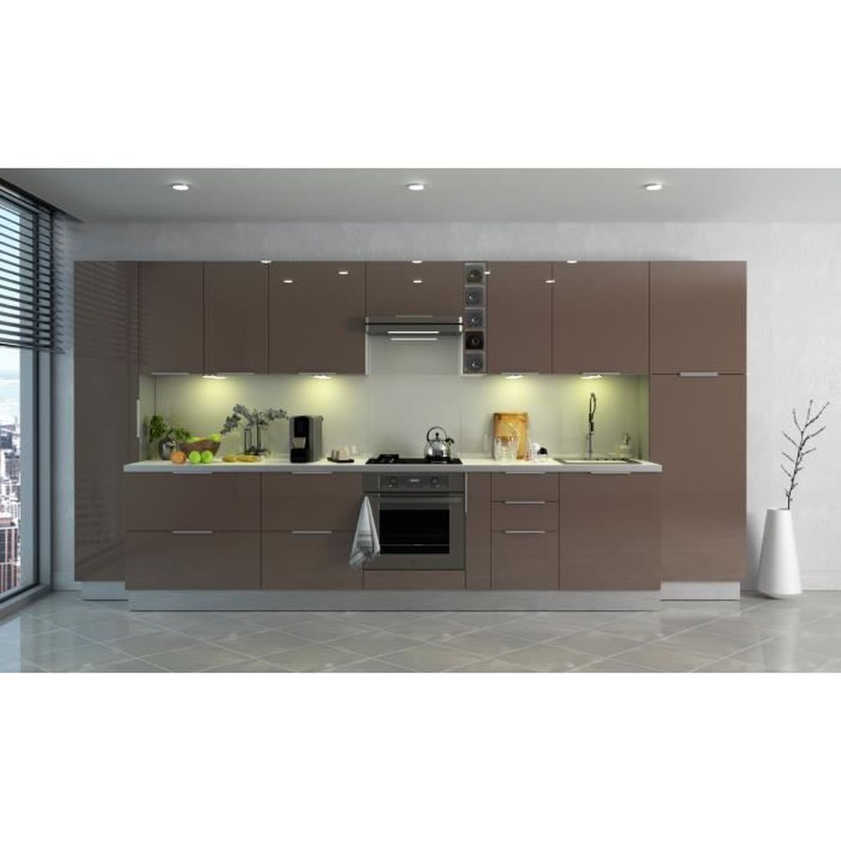 Meuble de cuisine haut 11 portes - 11cm - Taupe - Élément séparé Meuble de cuisine haut 11 portes - 11cm - Taupe - Élément séparé