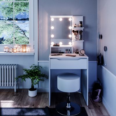 Vicco coiffeuse Ruben, Blanc, 60 cm avec tabouret - Maison