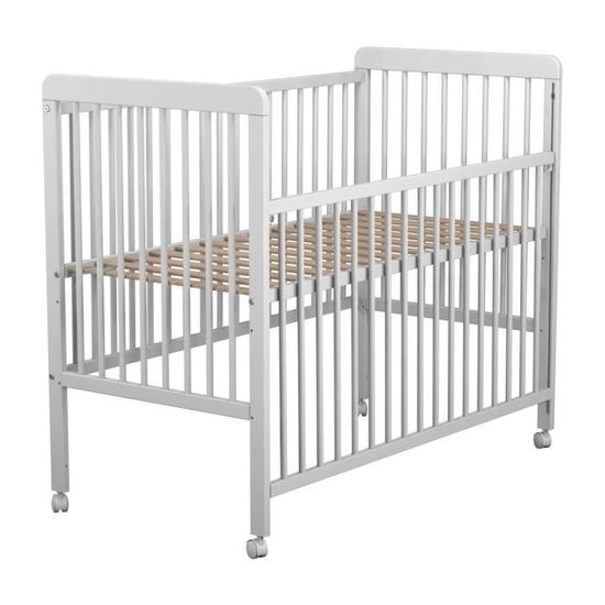 At4 Lit Bebe 1 Cote Coulissant Avec Roulettes Laque Blanc Cdiscount Puericulture Eveil Bebe