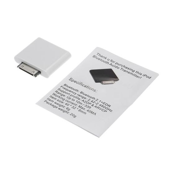 Emetteur De Dongle Adaptateur Bluetooth Pour Ipod Mini Ipod Classic Ipod Nano Tactile Video Recepteur Audio Avis Et Prix Pas Cher Cdiscount
