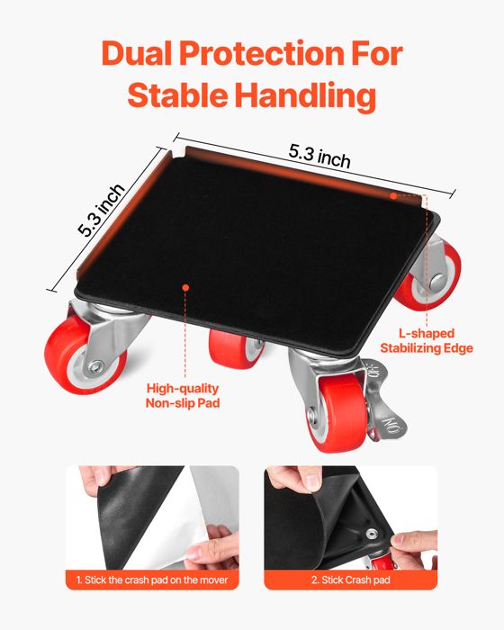 Déménageur de meubles robuste avec 5 roues, chariot de meubles à 5 roues, patins de déménagement