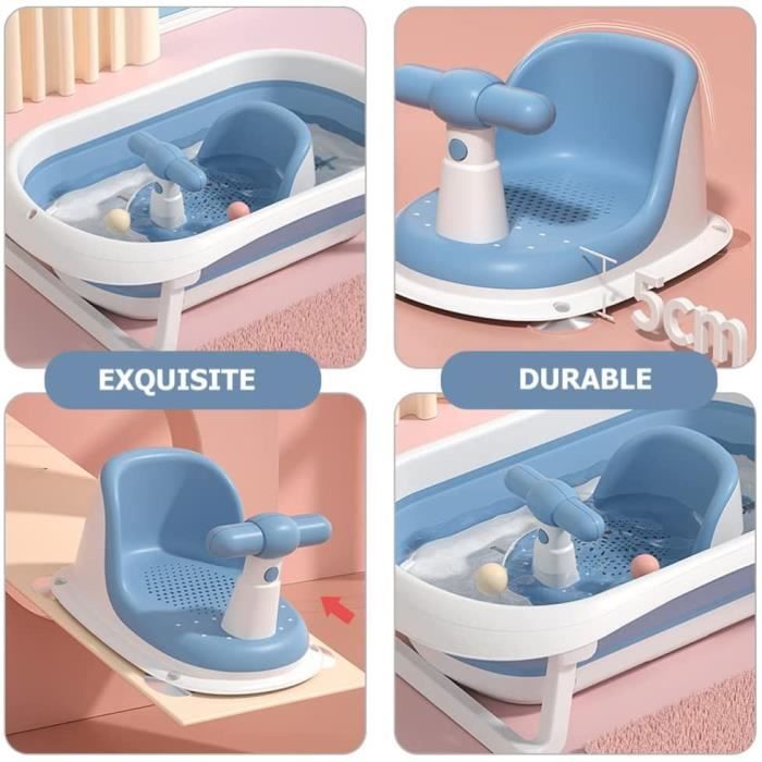 Siège de baignoire pour bébé, siège de bain pour bébé, chaise de douche  prénatale, siège de bain pour nouveau-né, support de baignoire mignon, avec  support de dossier et ventouses pour bébés (bleu) 