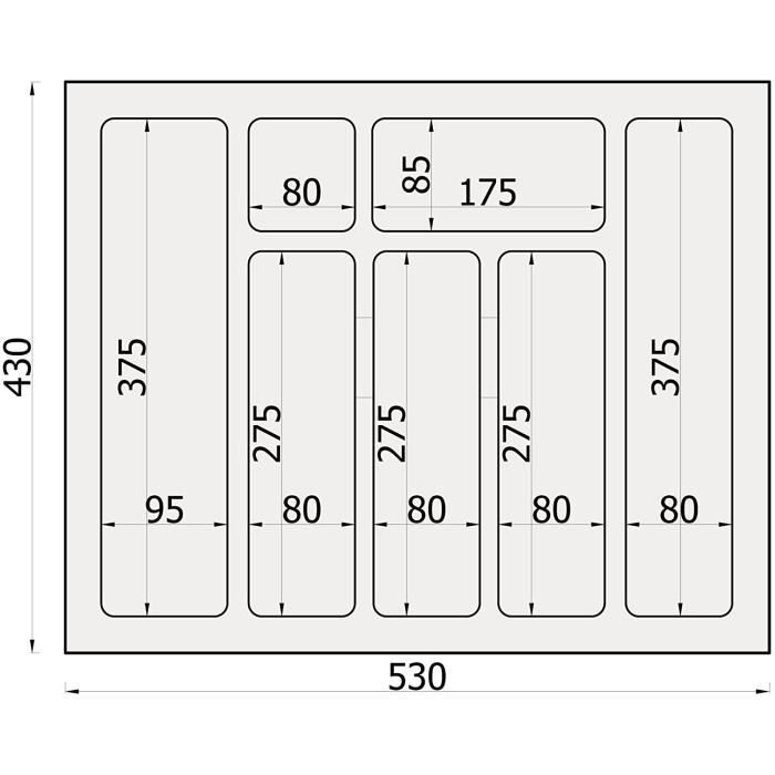 Range-couverts divio pour tiroirs 60 cm largeur 53 cm x profondeur