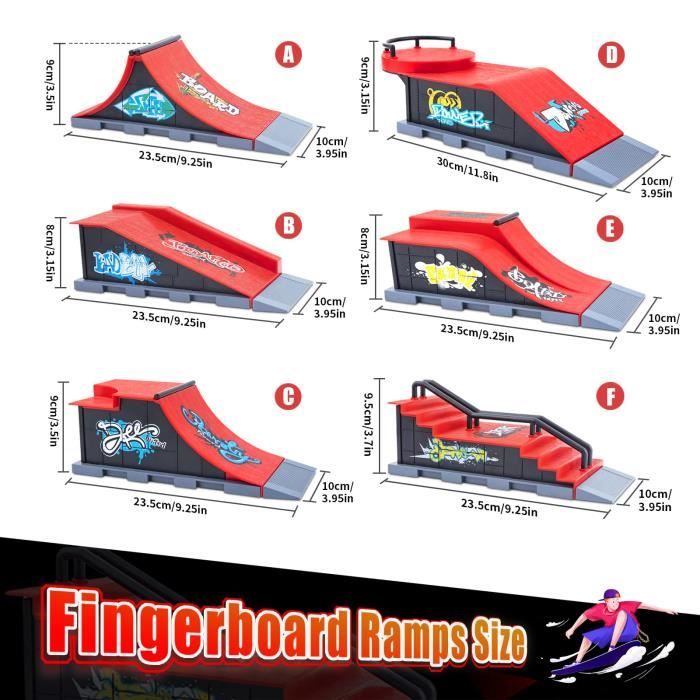 Style D Finger Skateboard Ramp Sets,Skatepark Kit Finger Skateboard Rampe  Set Bricolage Assemblage d'un Jouet de Doigt de Skate Park
