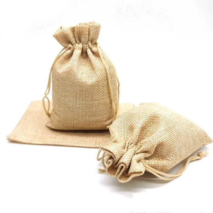 Sac cadeau 50 Pcs Coton naturel x cm Beige Cdiscount