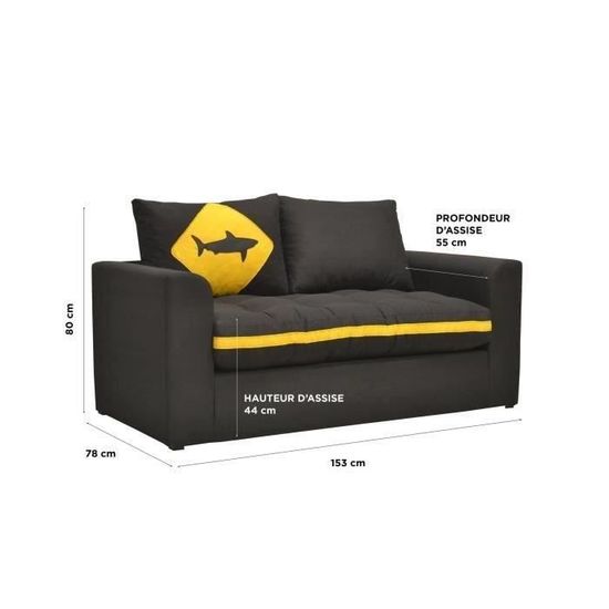 Hexagone Canape Droit Convertible Deplimousse 2 Places Jeff