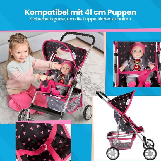 Kinderplay Poussette Poupee, Poussette Jouet - Poignée de la Poussette Entre 36.5 et 64 cm, avec Prise Souple, 3en1, KP0200I Kinderplay Poussette Poupee, Poussette Jouet - Poignée de la Poussette Entre 36.5 et 64 cm, avec Prise Souple, 3en1, KP0200I