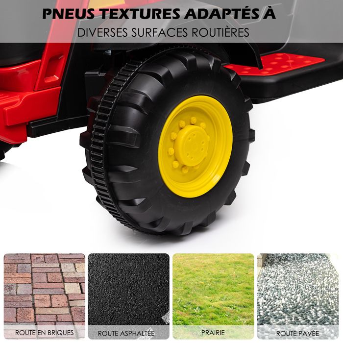 Jouet à partir de 3-12 ans : Tracteur électrique avec remorque amovible - Tracteur jouet électrique télécommandé pour enfants de 3-12 ans, véhicule électrique pour enfants 12V, cadeau pour enfants à