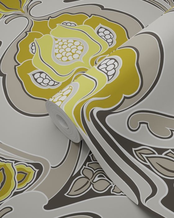 Papier Peint Intissé Grandeco A57103 – Fleurs Floral, 0,53x10,05 M, Collection Ciara, Beige