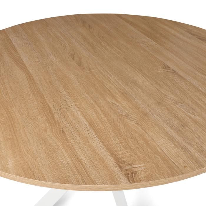 Table à Manger Ronde Alix IDMarket - 110 Cm, Pied Araignée Noir, Plateau Bois, 6 Personnes