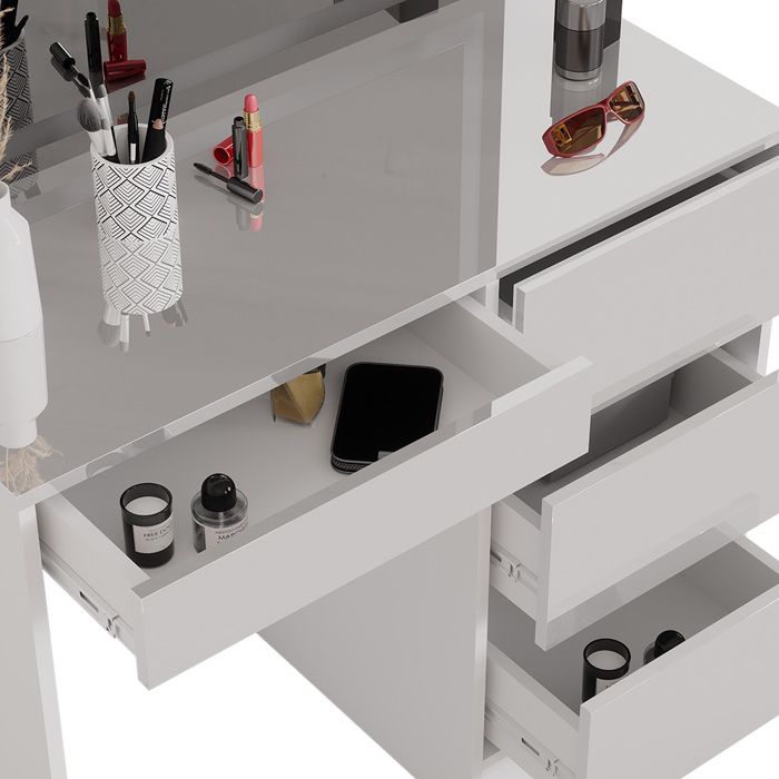 Coiffeuse avec miroir led et tabouret, sonoma 90 x 75cm | Maisons du Monde