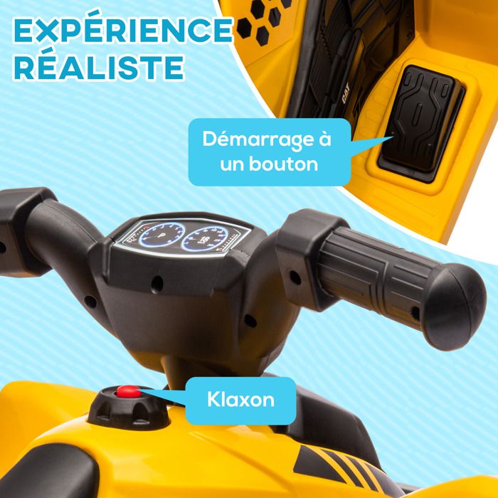 Quad électrique Enfant 12V AIYAPLAY - Design Tricycle Inversé, 2 Moteurs, 2 Vitesses, MP3 - Pour 3-8 Ans