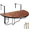 TECTAKE Table de Jardin Table de Balcon Pliante Suspendue en Mosaïque 76 cm x 65 cm x 575 cm - Marron Terracotta-0