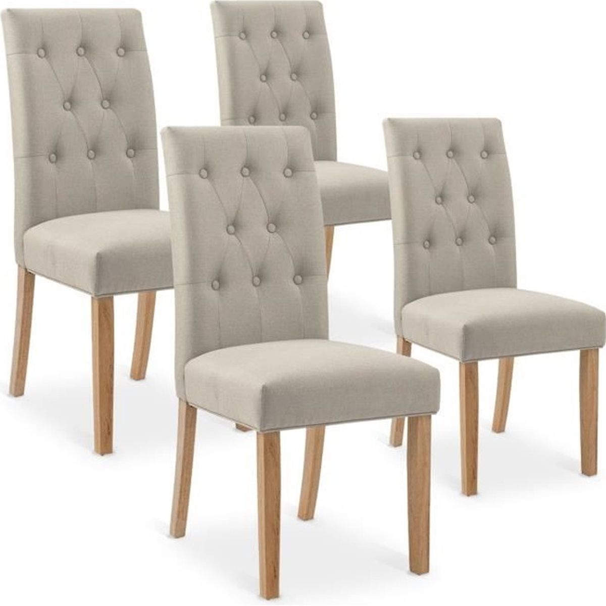 Lot de 4 chaises Gaya capitonnées en tissu beige  Cdiscount Maison