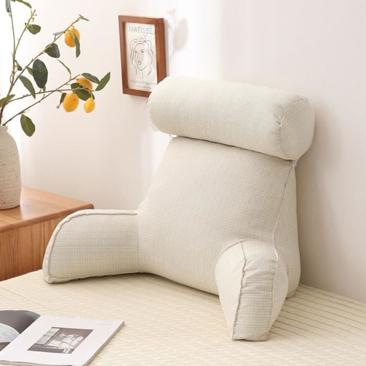 coussin de lecture avec accoudoirs