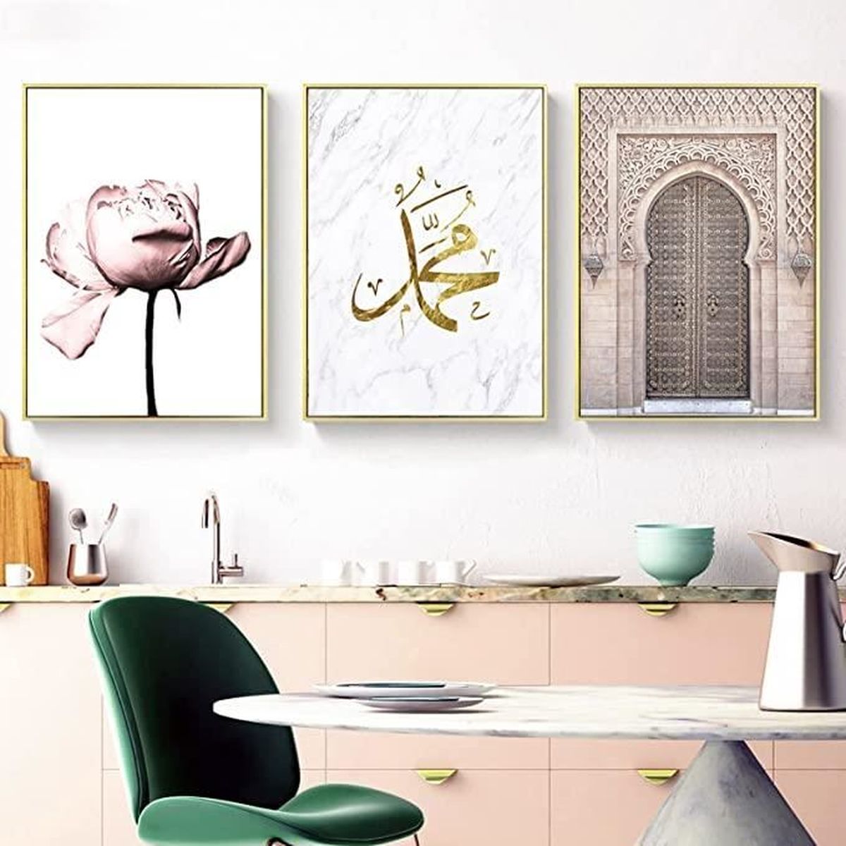 Toile Décorative Porte Marocaine 3 Pièces - 50x70cm Sans Cadre