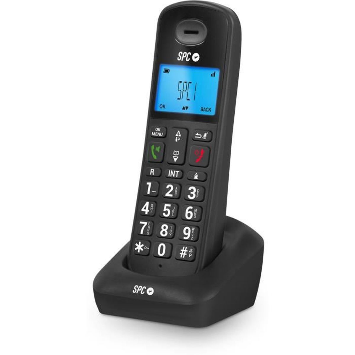 SPC Gossip 2 Téléphone fixe sans fil, écran lumineux, touches grands, mains libres