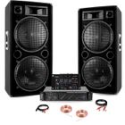 IBIZA SOUND Pack sono DJ Ibiza Ampli AMP1000-MKII2 x 800W - 2 Enceintes STAR 1500W PMPO chacune - Table de Mixage DJ21USB-BT - Mariage