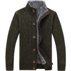 Gilet Hiver Homme en Mailles Torsadées - ZEWOW - Col Montant - Vert - Style Décontracté