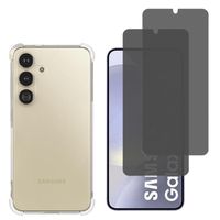 Coque antichoc pour Samsung Galaxy S24 PLUS et 2 Verres Trempé Noir Anti Espion Vitre Protection Ecran Phonillico®