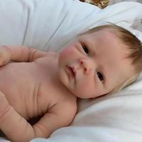 46cm Reborn Bébé Doll, Doux Complet du Corps réaliste Silicone Vraie Vie bébé poupées Aux Yeux Bleus avec bandeau rose, Fille