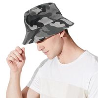 DAMILY® Camouflage Bob homme femme Bonnet résistant aux UV Chapeau pliable Taille M-Gris