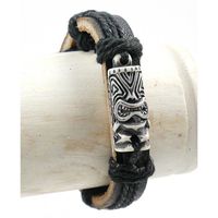 Bracelet Tiki polynésien pour homme- bijou surf / plage / vacances Blanc