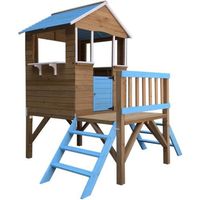 Maisonnette en Bois Outdoor Toys Blue Melody - 198x170x197 cm - 3,23 m² avec Porche et 2 Escaliers