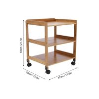 Table d’appoint à 3 couches étagère de rangement avec roulettes - OMABETA - Le bambou - 55x47x38cm