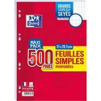 Stock Bureau - OXFORD Feuilles Simples COLOR SYSTEM A4 Perforées 200 - 8